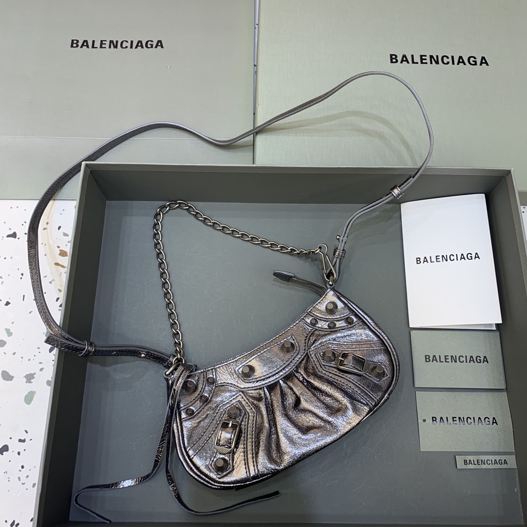 Balenciaga Le Cagole Mini Bag With Chain Shoulder Bag Silver